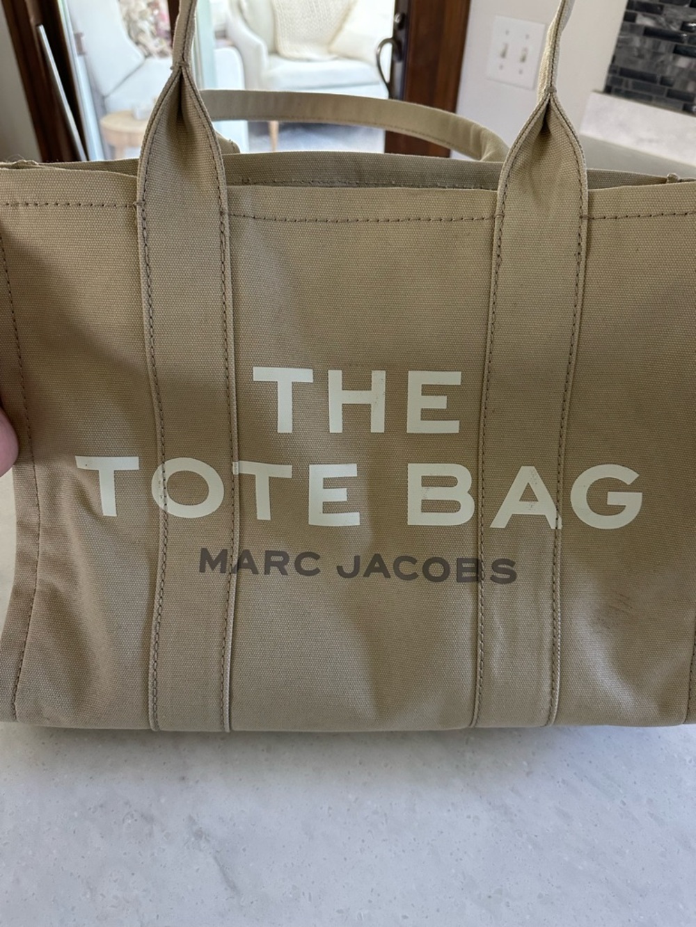 Marc Jacobs Large Canvas Tote Bag Beige Neutral - Picture 7 of 9